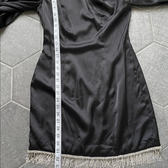 Mac Duggal‎ 26672 Cocktail Party Dress Black Satin Minidress Jewel Fringe Sz 4 - Picture 11 of 11